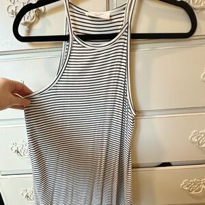 Double Zero Black & White Striped Racerback Tank
